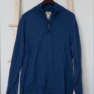 L.L. Bean Men's Cotton Sweater Half Zip Blue Small